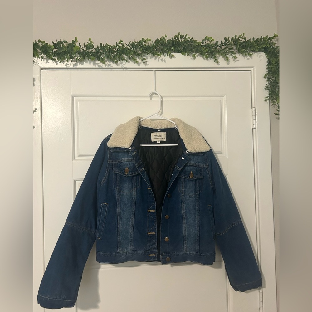 Brave Soul Quilted Denim Jacket with Sherpa Collar